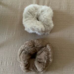 Two furry hair scrunchies